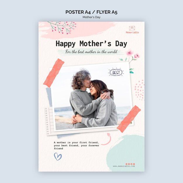 Mothers day celebration vertical flyer template