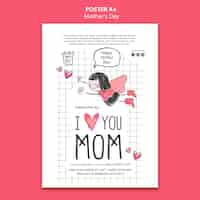 Free PSD mothers day doodle poster design template