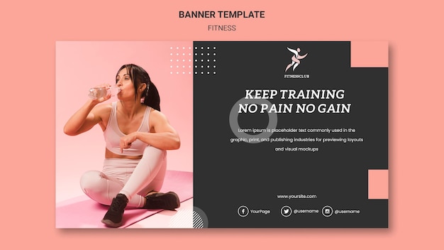 Motivational fitness banner template