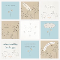 Motivational quote template psd on texture background set