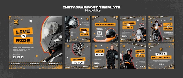 無料PSD バイクアドベンチャーinstagram投稿セット