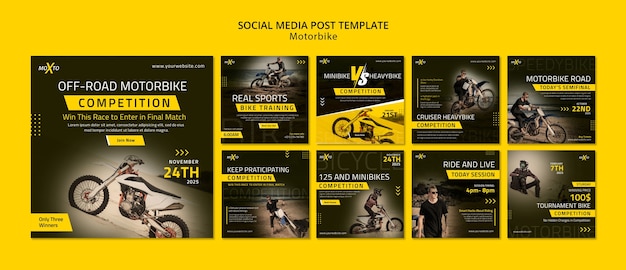 Free PSD motorbike competition social media post pack