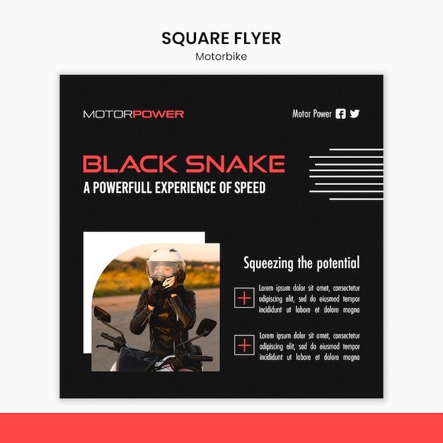 Free PSD motorbike concept square flyer