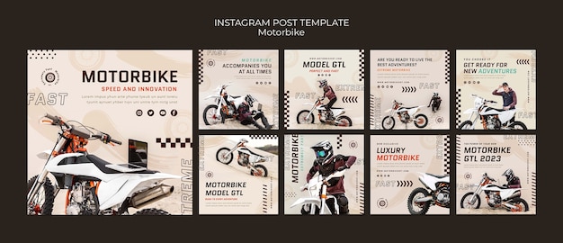 PSD gratuito post di instagram di sport estremi per moto