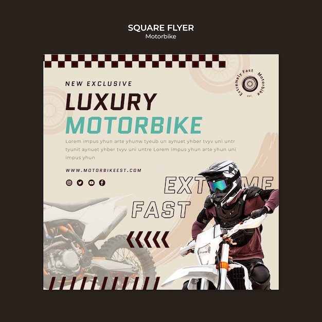 Free PSD motorbike extreme sport square flyer