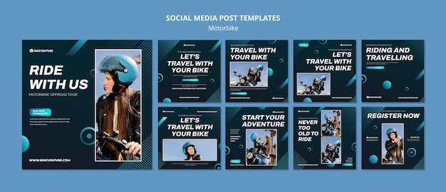 Modello di post di instagram per viaggi in moto
