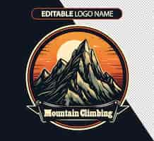 Free PSD mountain climbing logo isolated on background