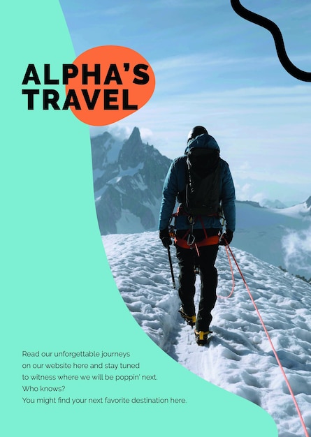 Free PSD mountain trekking travel template psd for agencies ad poster