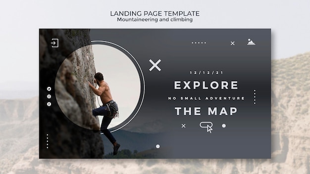 無料PSD 登山と登山のランディングページのデザインテンプレート