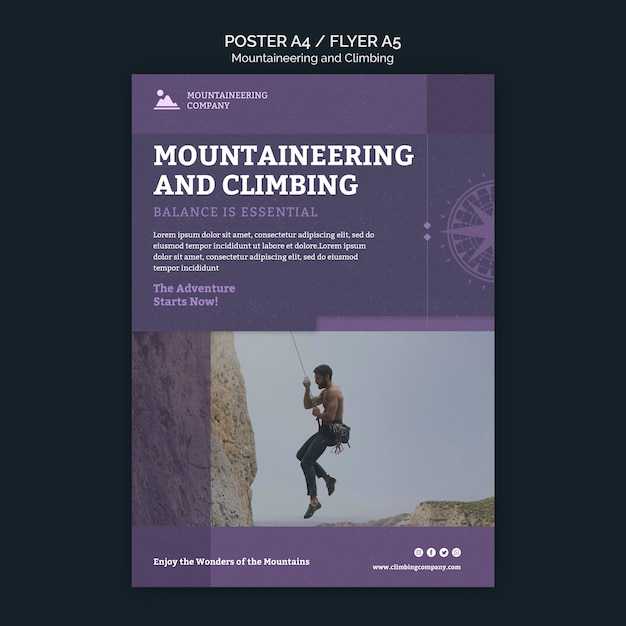 Poster di equilibrio alpinismo e arrampicata