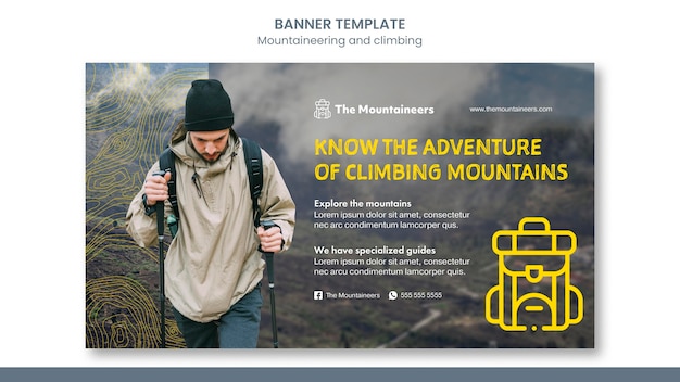 Free PSD mountaineering and climbing banner design template