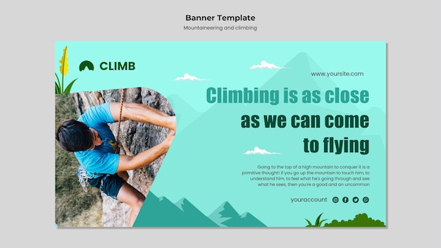 Mountaineering and climbing banner design template