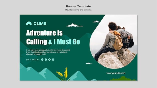 Free PSD mountaineering and climbing banner design template