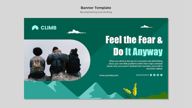 Free PSD mountaineering and climbing banner design template