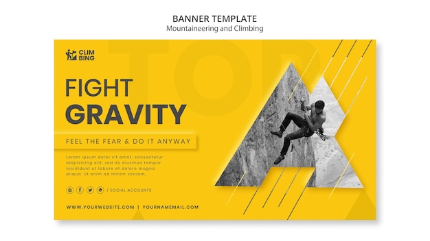 Mountaineering and climbing banner design template