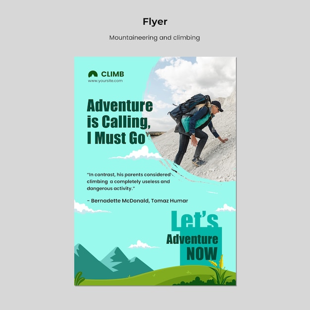 Free PSD mountaineering and climbing flyer design template