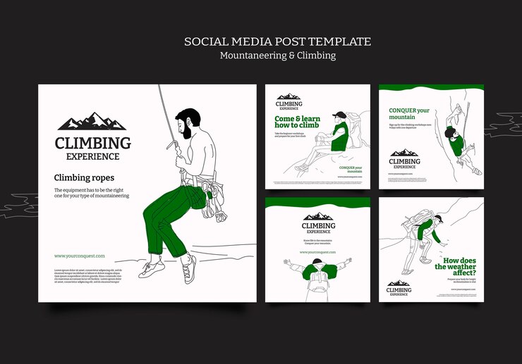 Free PSD mountaineering and climbing instagram posts