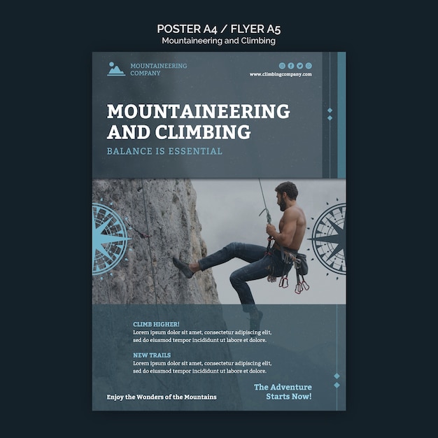 Free PSD mountaineering poster template