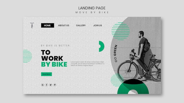 Free PSD move by bike landing page theme