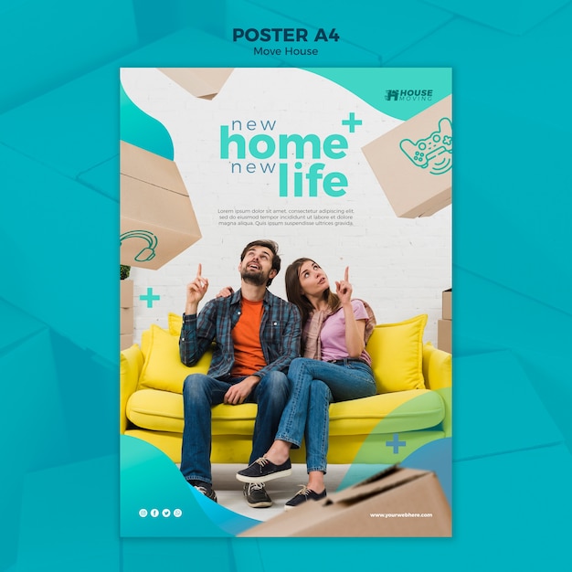 Free PSD move house concept poster template