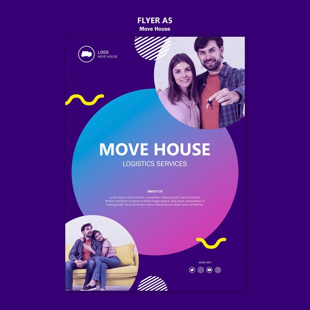 Free PSD move house logistics services flyer template