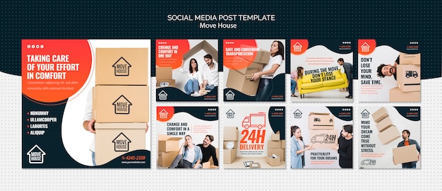 Free PSD move house social media post pack