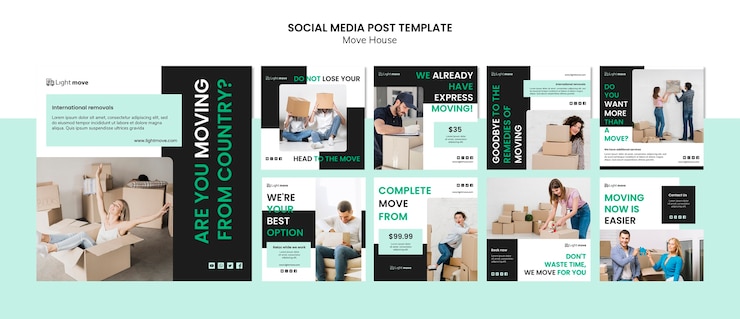 Free PSD move house social media post template