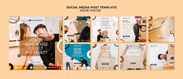 Free PSD move house social media post