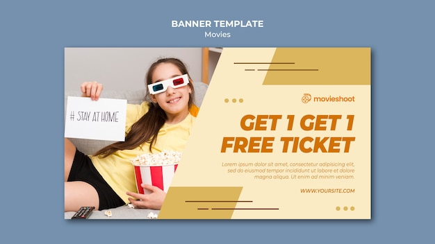 Free PSD movie time horizontal banner template