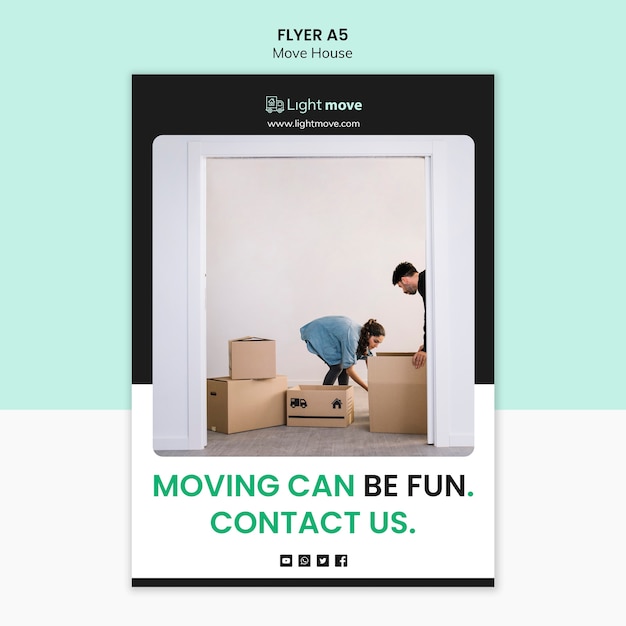 Free PSD moving can be fun flyer template