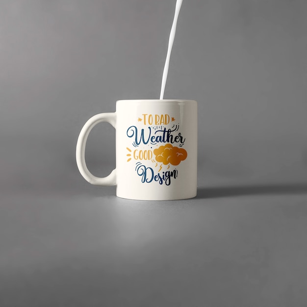 Mug mockup with milk