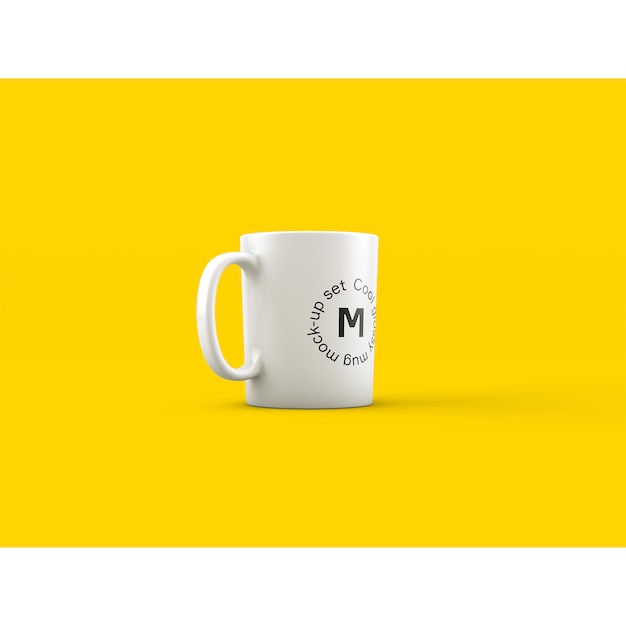 Free PSD mug on yellow background mock up