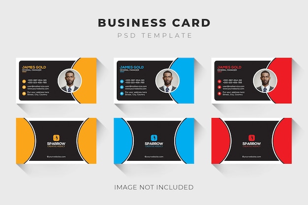 Dark Background Multicolor Business Card Template