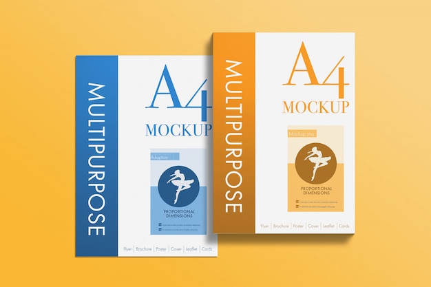 PSD gratuito mockup di fogli a4 multiuso