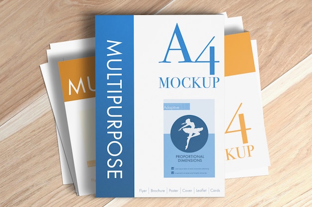 PSD gratuito mockup di fogli a4 multiuso