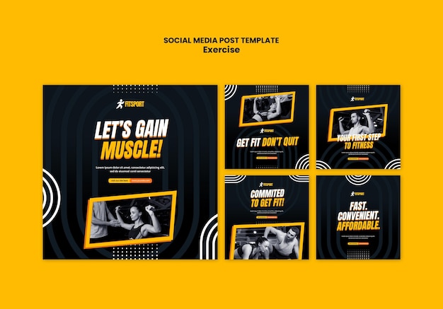 Free PSD muscle gain social media post template