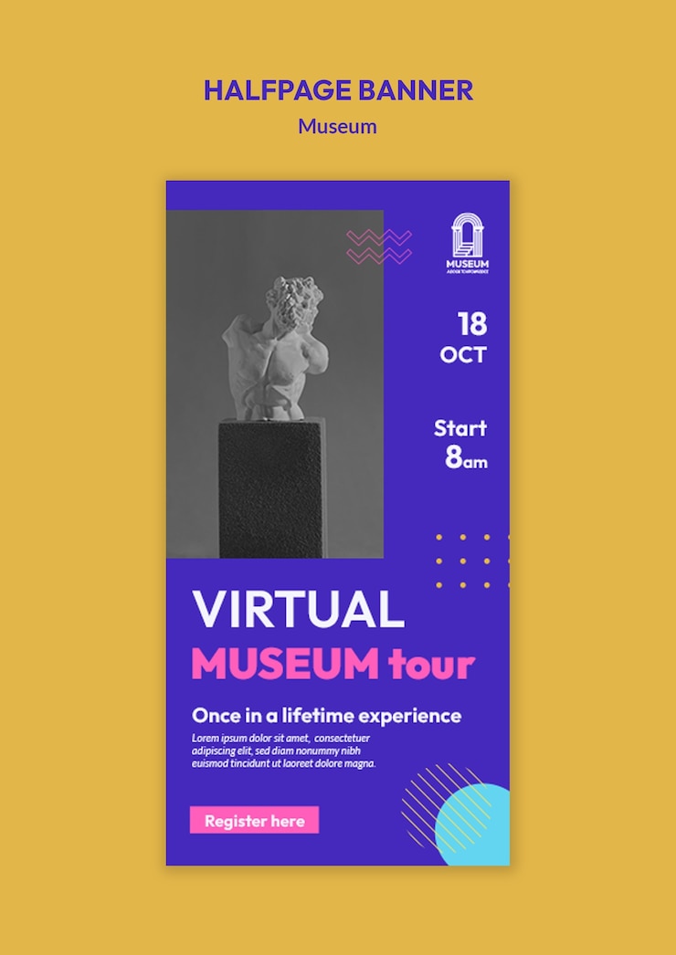 Free PSD museum halfpage banner template design