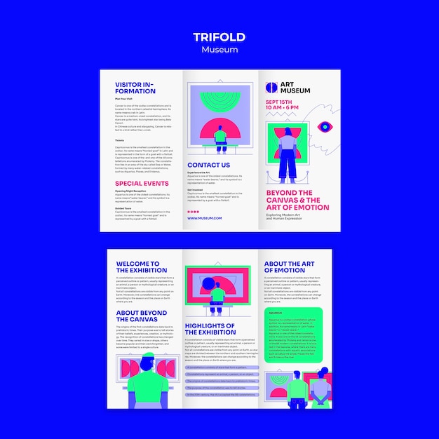 Museum trifold brochure template design