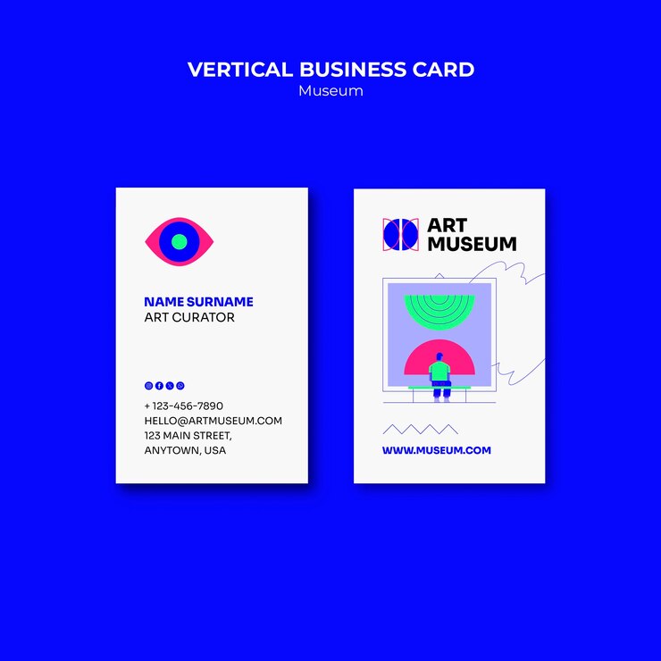 Free PSD museum vertical business card template design