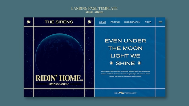 Music album landing page design template