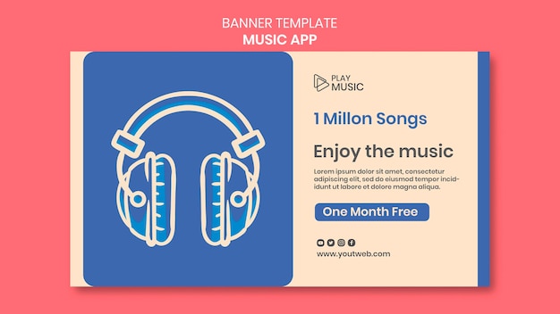 PSD gratuito banner modello di app musicale