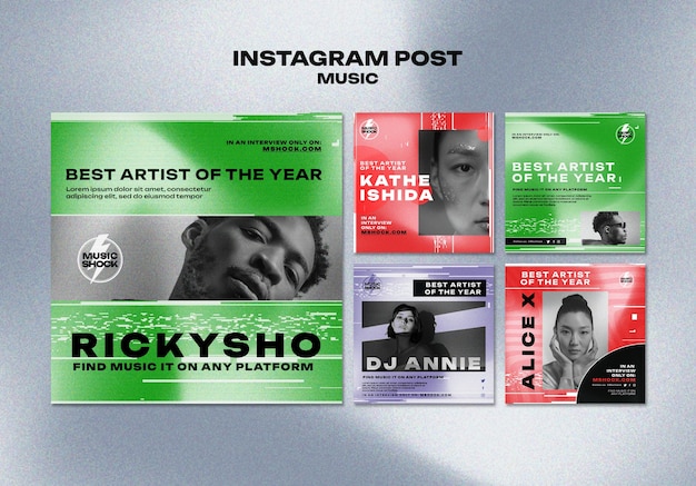 Collezione di post di instagram di arte musicale