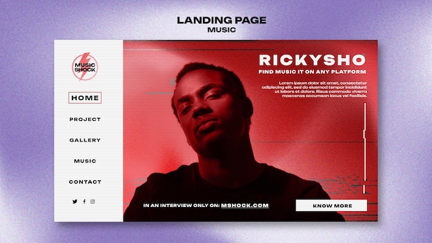 Free PSD music artistry landing page template