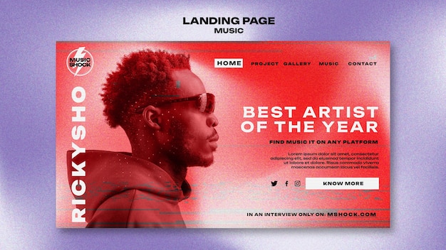 Free PSD music artistry landing page template