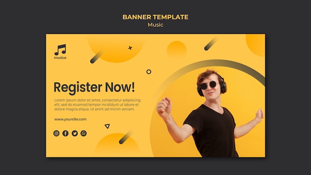 PSD gratuito concetto di modello di banner musicale