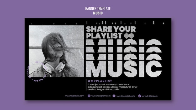 Music banner template with photo – Free PSD download for PSD