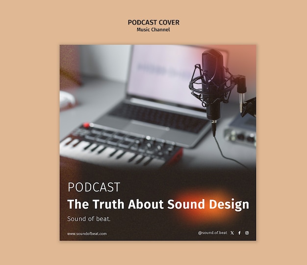 Free PSD music channel podcast cover template