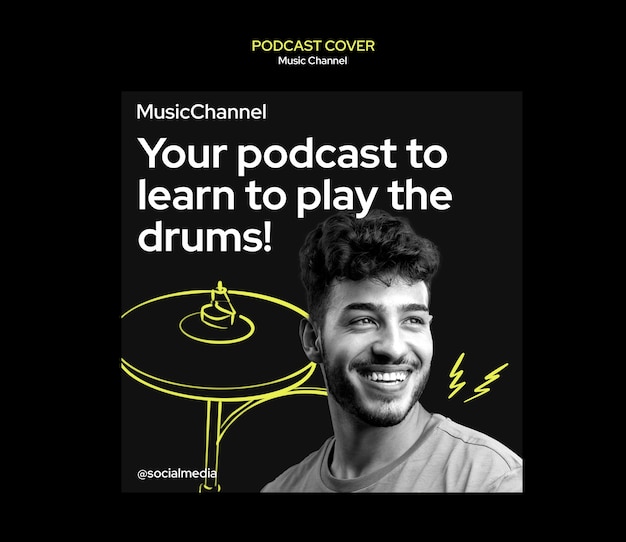 無料PSD ミュージックチャンネルのポッドキャストカバー