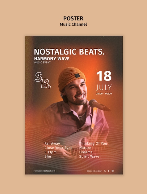 PSD gratuito modello di poster del canale musicale