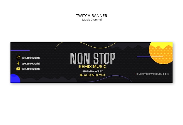 Free PSD music channel twitch banner template